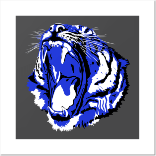 Blue Water Tiger Head Posters and Art